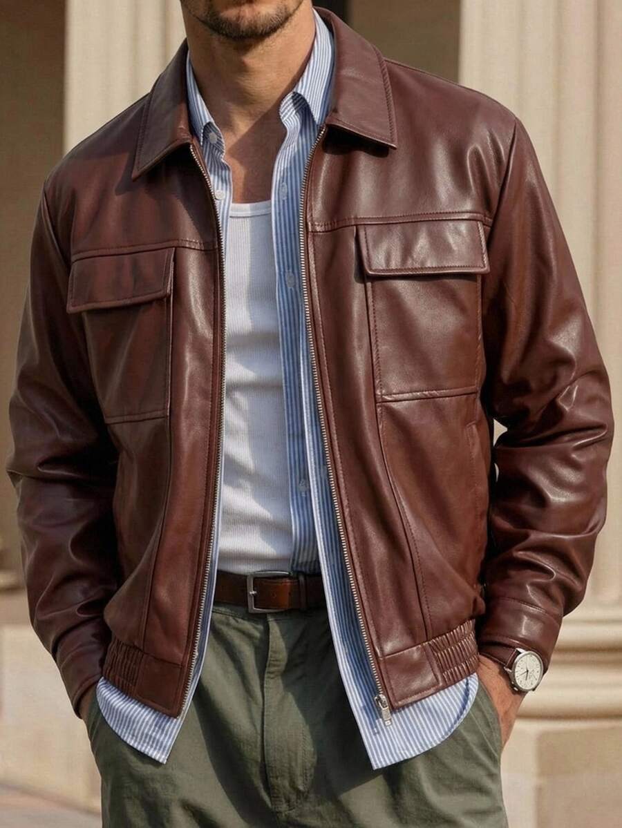 HIMLAND Men's Autumn Fashion Vintage Jacket Halloween Winter Party Autumn - Brown - View 1
