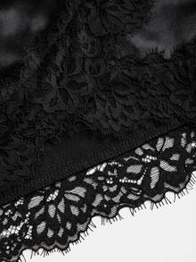 Sweetra Y2K Sexy Asymmetrical Hem Lace Trim Skirt, Suitable For Vacation And Commute - Black - View 5