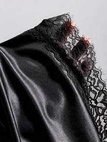Sweetra Y2K Sexy Asymmetrical Hem Lace Trim Skirt, Suitable For Vacation And Commute - Black - View 4