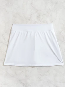SHEIN Swim Women Beach Solid Color Elegant Casual Side Slit Design Boardshorts White Summer - White - View 6
