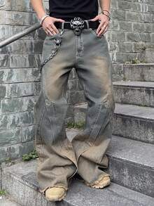 NEOSTRIT Men's Loose Fit Pockets Relaxed Straight Leg Jeans - Blue - View 3