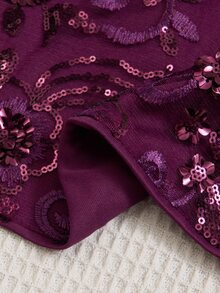 Sweetra Sexy Backless V-Neck Sequin Design Tank Top, Fashionable And Versatile For Parties And Gatherings - Purple - View 6