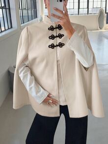 Siren Gaze Women's Stand Collar Casual Versatile Daily Commute Trench Coat Jacket - Apricot - View 5