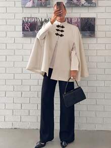 Siren Gaze Women's Stand Collar Casual Versatile Daily Commute Trench Coat Jacket - Apricot - View 3