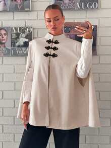 Siren Gaze Women's Stand Collar Casual Versatile Daily Commute Trench Coat Jacket - Apricot - View 2