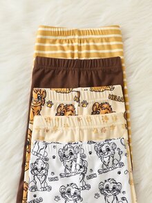 SHEIN Bộ 5 quần cho bé trai sơ sinh, họa tiết sao & trăng, sọc xanh nhạt, màu trơn, họa tiết gấu, chất liệu mềm - Nhiều màu - Xem 6