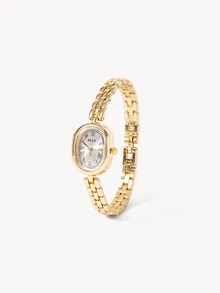 Opalesca 1pc Women's Stainless Steel Bracelet Watch, Classic Square Dial, Elegant Quartz Watch Suitable For Daily Wear, Business, Party - Gold - View 7