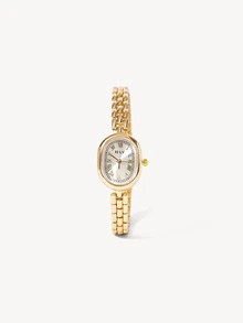 Opalesca 1pc Women's Stainless Steel Bracelet Watch, Classic Square Dial, Elegant Quartz Watch Suitable For Daily Wear, Business, Party - Gold - View 9