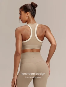 GLOWMODE FeatherFit™ Double Glow 2-In-1 Sports Bra With Removable Cups & Logo Elastic Band Yoga Studio Daily Active Wear - Volcanic Gray - View 2
