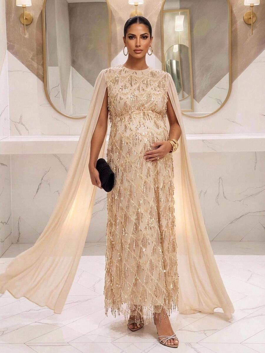 MaterniChic Maternity Luxury Elegant Sequin Dress For Evening Party