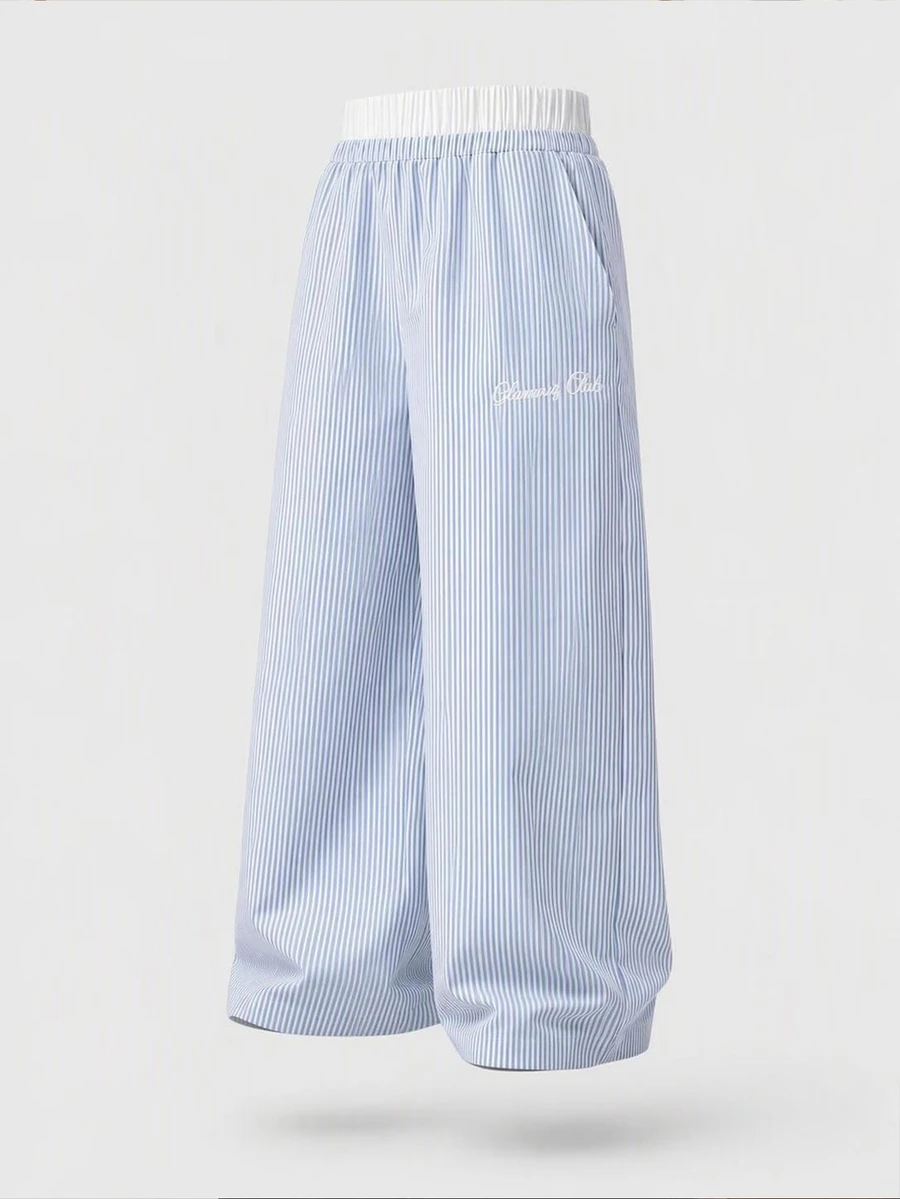 EASEVO Men's Plus Size Striped Casual Everyday Travel Long Pants - Blue - View 1