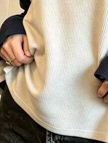 INAWLY 大尺碼女款刺繡撞色插肩袖長袖休閒T恤 秋季 - 彩色 - 查看 3