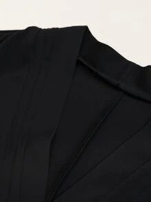 Easura Plus Size Women's Autumn/Winter Pleated V-Neck Elegant Commute Daily Blouse - Black - View 4