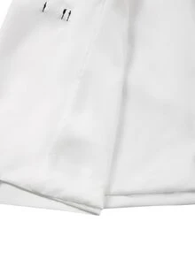 Manfinity Mode Men's All-Season Suit Blazer, White Fabric With Chinese-Style Small Stand Collar, Black Frog Button Design, Mature Suit Blazer, Formal - White - View 4