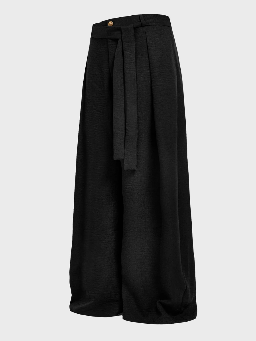 EASEVO Men's Plus Size Solid Color Waist Tie Wide Leg Casual Long Pants - Black - View 1