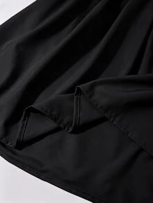 SHEIN Đầm mini Katseye dệt họa tiết bong bóng dễ thương cho thiếu nữ, cổ yếm, cổ bèo, ôm sát, xếp nhún, dáng midi, mùa hè, hoa, tiệc tùng, đen, năm mới - màu đen - Xem 9