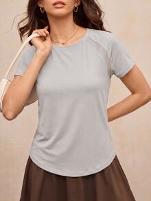Activina Women's Minimalist Round Neck Short Sleeve Sports T-Shirt - Grey - View 9