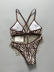 SHEIN Swim 2026 Spring/Summer Petite Innocent Beaded Strap Sexy Bikini, Fashionable High-End Swimwear For Women - Multicolor - View 6