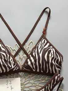 SHEIN Swim 2026 Spring/Summer Petite Innocent Beaded Strap Sexy Bikini, Fashionable High-End Swimwear For Women - Multicolor - View 4