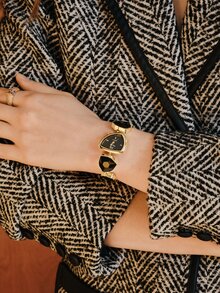 Opalesca 1pc Women's Fashion Personalized Creative Exquisite Elegant Quartz Bracelet Watch (1pc/Set), Watch Box Not Included - Black - View 9