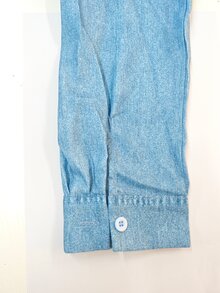 SHEIN [Denim Effect] Women's Blue Spring/Autumn Long Sleeve Denim Effect Pullover Shirt, Denim Effect Top - Blue - View 8
