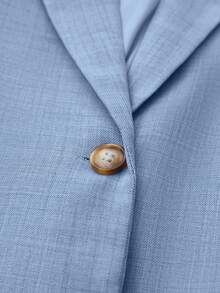SHEIN Multicolor Woven Long Sleeve Casual Blazer Fall Cloth For Women - Baby Blue - View 10