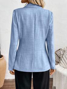 SHEIN Multicolor Woven Long Sleeve Casual Blazer Fall Cloth For Women - Baby Blue - View 2