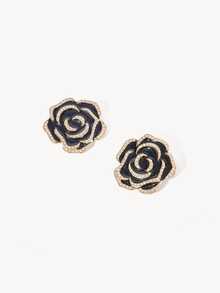 Opalesca 1pc New Rhinestone Camellia Brooch Pin, High-End Vintage Lapel Pin For Women School Office Accessories Shirts Jacket Jewelry - Black - View 8