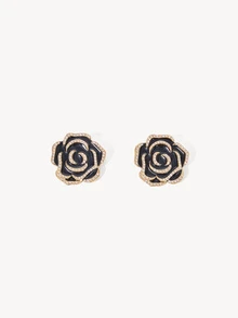 Opalesca 1pc New Rhinestone Camellia Brooch Pin, High-End Vintage Lapel Pin For Women School Office Accessories Shirts Jacket Jewelry - Black - View 9