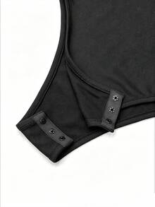 RosyDaze Women's Elegant Sexy Sleeveless Halter Mesh See-Through Knit Bodysuit, Suitable For Spring/Summer, Vacation And Commute Night Out Club Black - Black - View 7