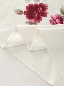 SHEIN Rosurelle 優雅浪漫復古玫瑰蝴蝶印花A字長裙，白色花卉流暢仙女風，適合秋季度假、假日，寬鬆腰頭優雅 - 彩色 - 查看 5