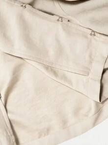 SHEIN MOD 女款休閒街頭風優雅短版拿破崙鈕扣長袖夾克 日常穿搭 米白色 秋冬 - 米色 - 查看 7