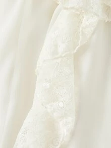 SHEIN MOD Vestido de gasa con volantes de encaje blanco - Beis - Ver 7