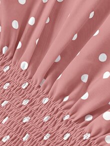 SHEIN MOD 女款波點收腰背心上衣與魚尾裙套裝 - 粉色 - 查看 12