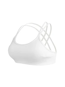 SHEIN Cheerettes Women's Plus Size Solid Color Casual Daily Sports Bra - White - View 7