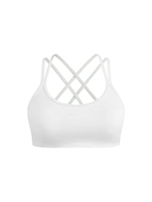 SHEIN Cheerettes Women's Plus Size Solid Color Casual Daily Sports Bra - White - View 3