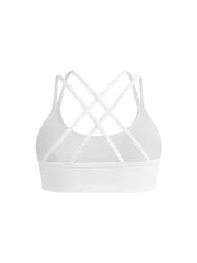 SHEIN Cheerettes Women's Plus Size Solid Color Casual Daily Sports Bra - White - View 4