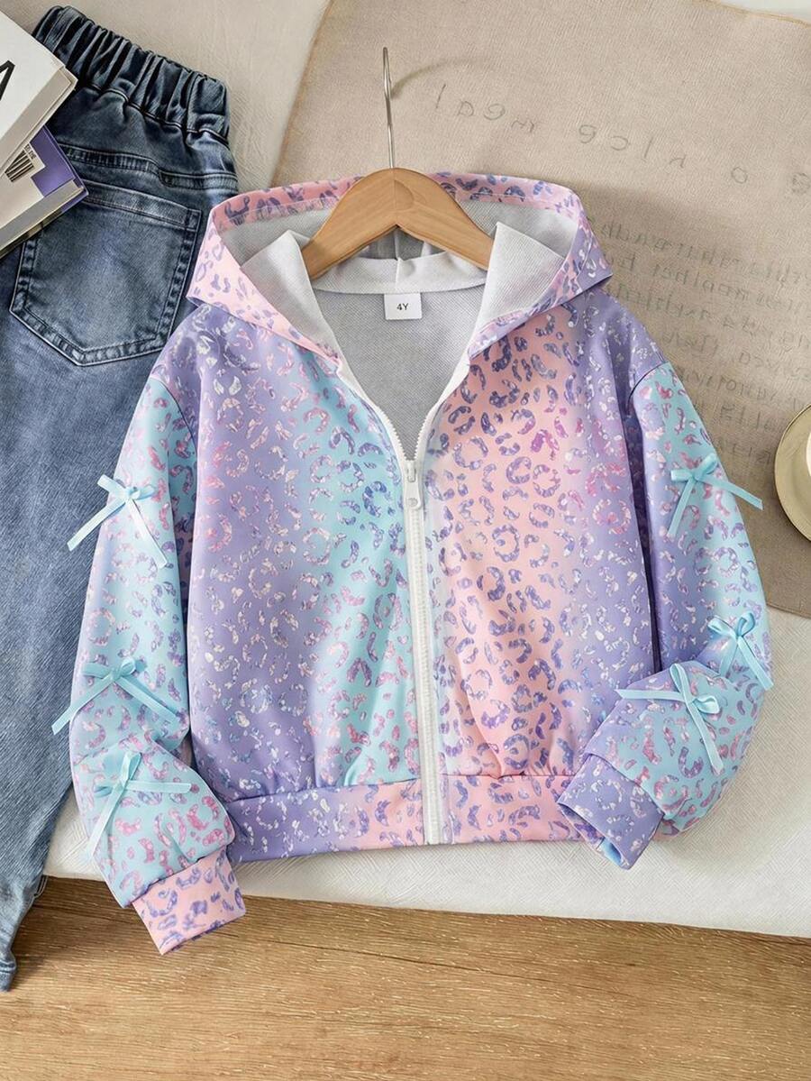 SHEIN 少女款針織漸層連帽休閒衛衣 秋冬款 - 淡紫色 - 查看 1