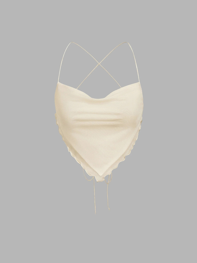 SHEIN MOD 3pcs Women's Tank Tops With Cowl Neck And Square Hem Party Club Burgundy Brown Off-White Summer Sexy - Burgundy - View 4