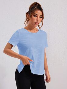 SHEIN Sports Cut Out Backless Crop Sports Casual Athleisure Top Workout Tank Top Gym Women Shirts Gym Light Blue Summer - Blue - View 7