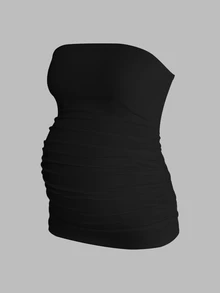 Modmama 2pcs Maternity Summer Casual Commuting Pregnancy Minimalist Solid Color Pleated Fitted Comfortable Lightweight Camisole Tops - Khaki - View 8