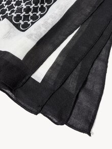 Opalesca 1pc Women Scarves Lady Light Soft Fashion Geometric Print Hijab Wrap Shawl For All Season For Dress - Black and White - View 10