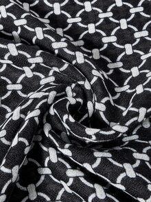 Opalesca 1pc Women Scarves Lady Light Soft Fashion Geometric Print Hijab Wrap Shawl For All Season For Dress - Black and White - View 8