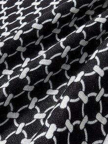 Opalesca 1pc Women Scarves Lady Light Soft Fashion Geometric Print Hijab Wrap Shawl For All Season For Dress - Black and White - View 6