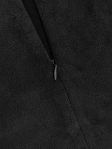 Sweetra Autumn/Winter Maillard Color Suede A-Line Slit Hem Casual Party Mini Skirt For Women - Black - View 4
