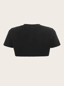 SHEIN ICON Top shrug unicolor corto - Negro - Ver 2