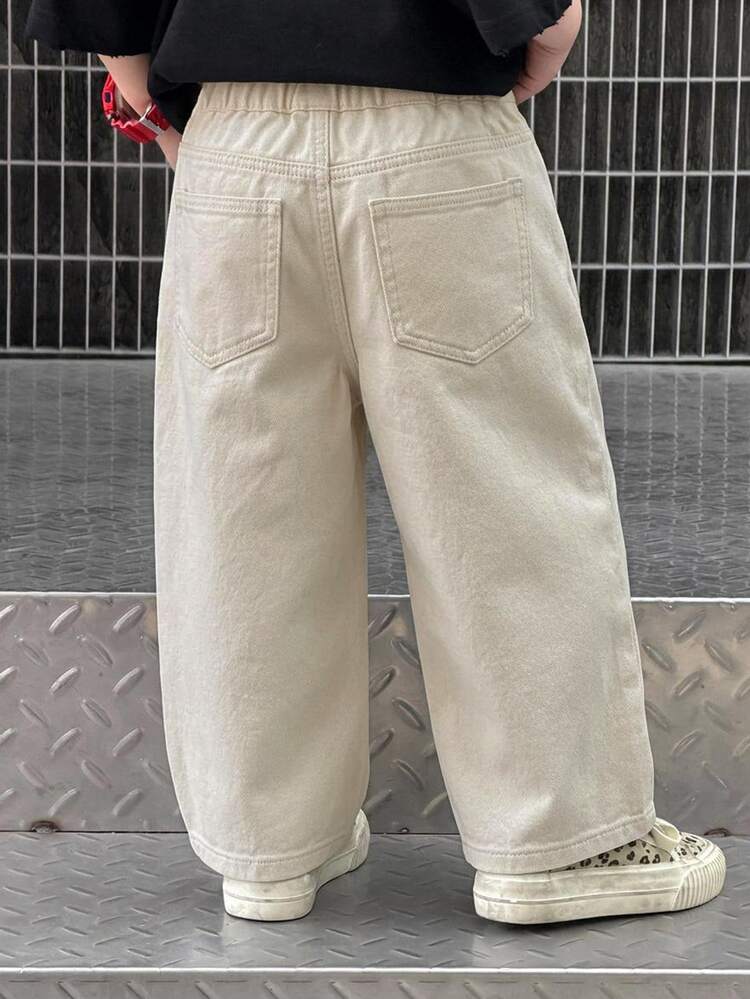 Dazy Kids Young Boy Casual Versatile Wide Leg Jeans Fall - Apricot - View 4