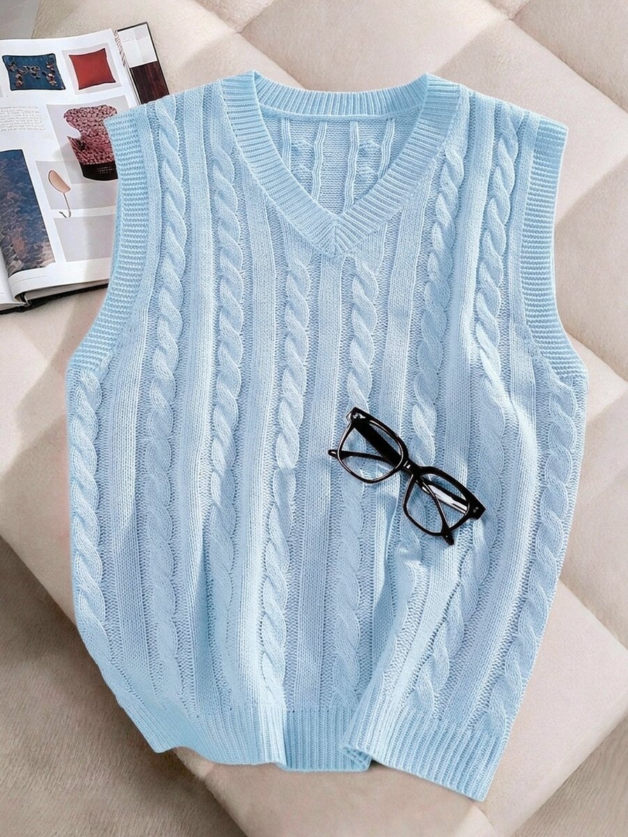 Manfinity CasualKnits Men's Crew Neck Casual Sweater Vest - Baby Blue - View 1