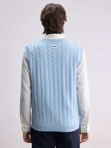 Manfinity CasualKnits Men's Crew Neck Casual Sweater Vest - Baby Blue - View 6