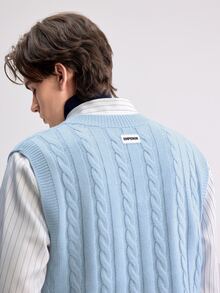 Manfinity CasualKnits Men's Crew Neck Casual Sweater Vest - Baby Blue - View 7